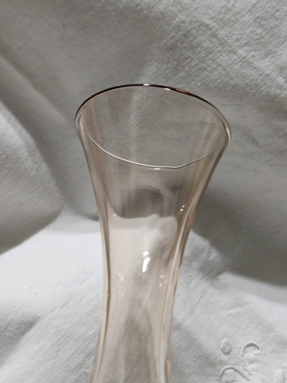 Vintage Pink Depression Footed Vase with Grapes Etched